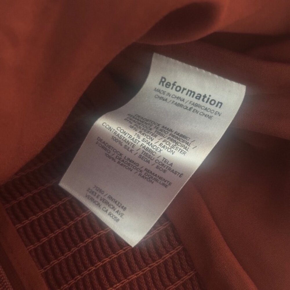 NEW Reformation Melanie Strappy Top Woven Silk Contrast Dark Red | size 2 - Picture 7 of 11